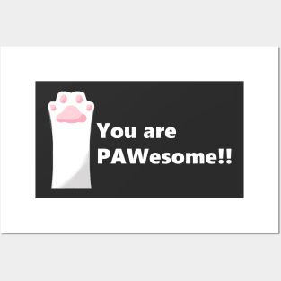 PAWesome White Cat Paw Posters and Art